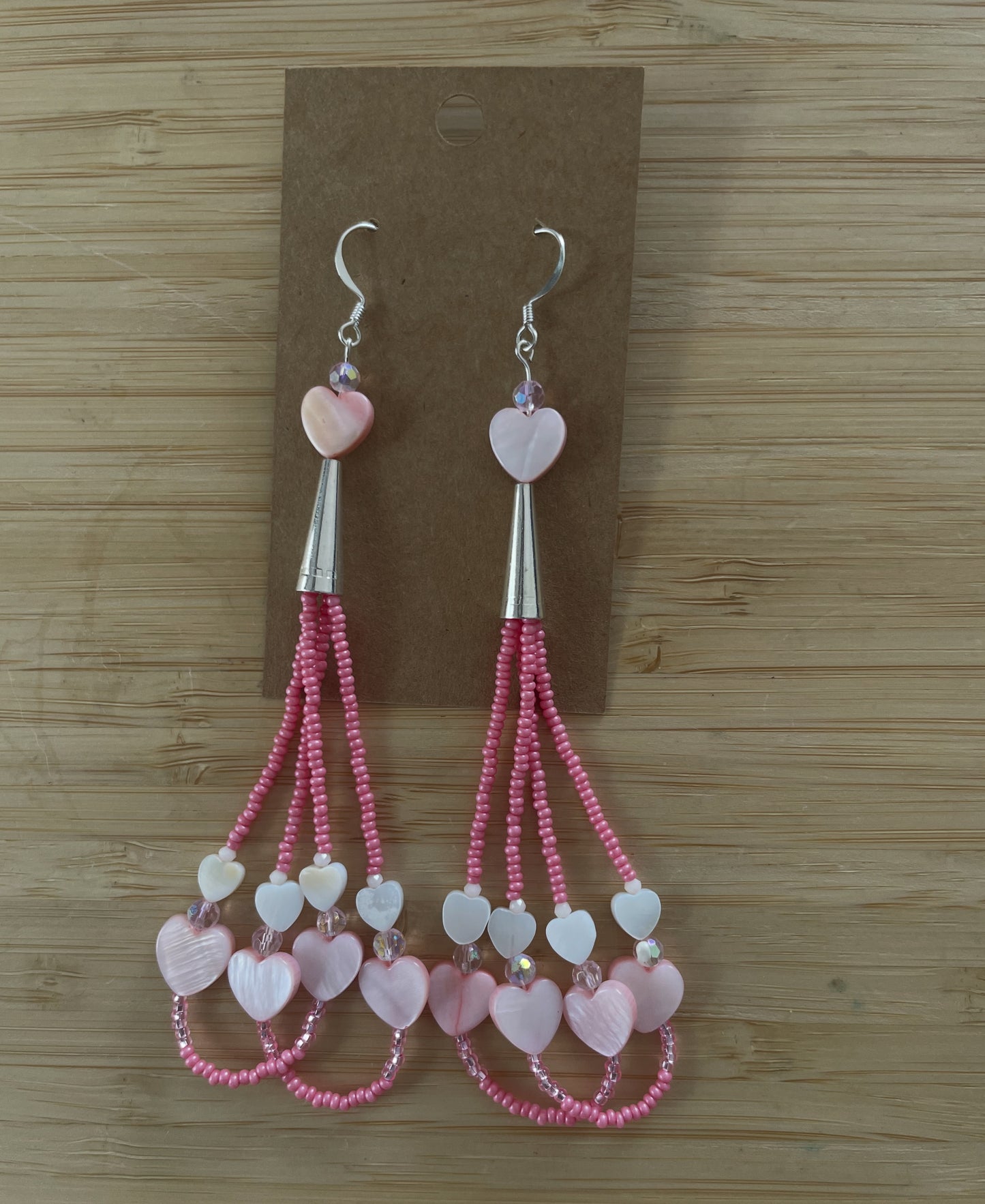 Pink Heart Fringe Earrings