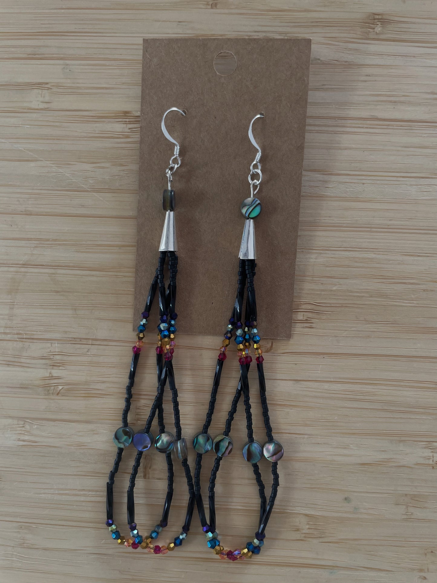 Black Rainbow Fringe Earrings