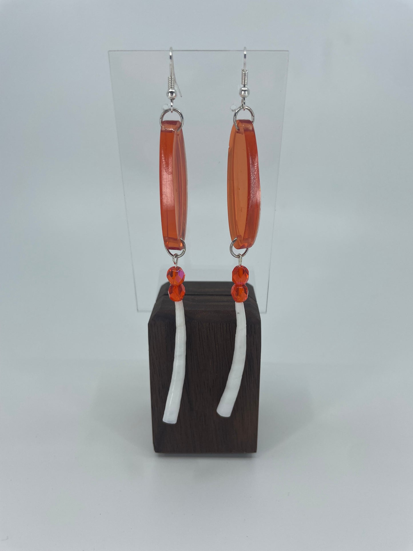Orange Resin Dentalium Earrings