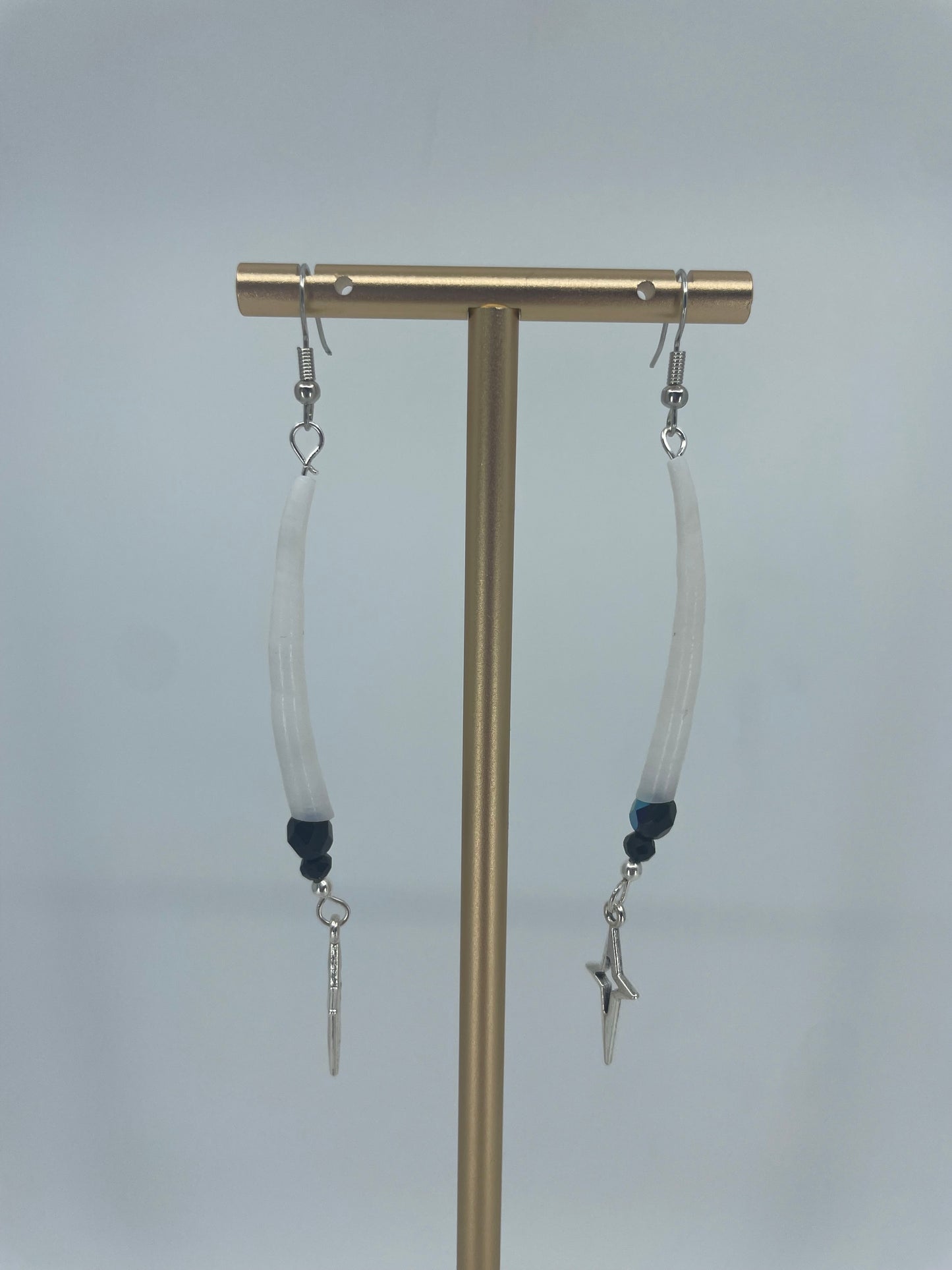Dentalium and Star Dangle Earrings