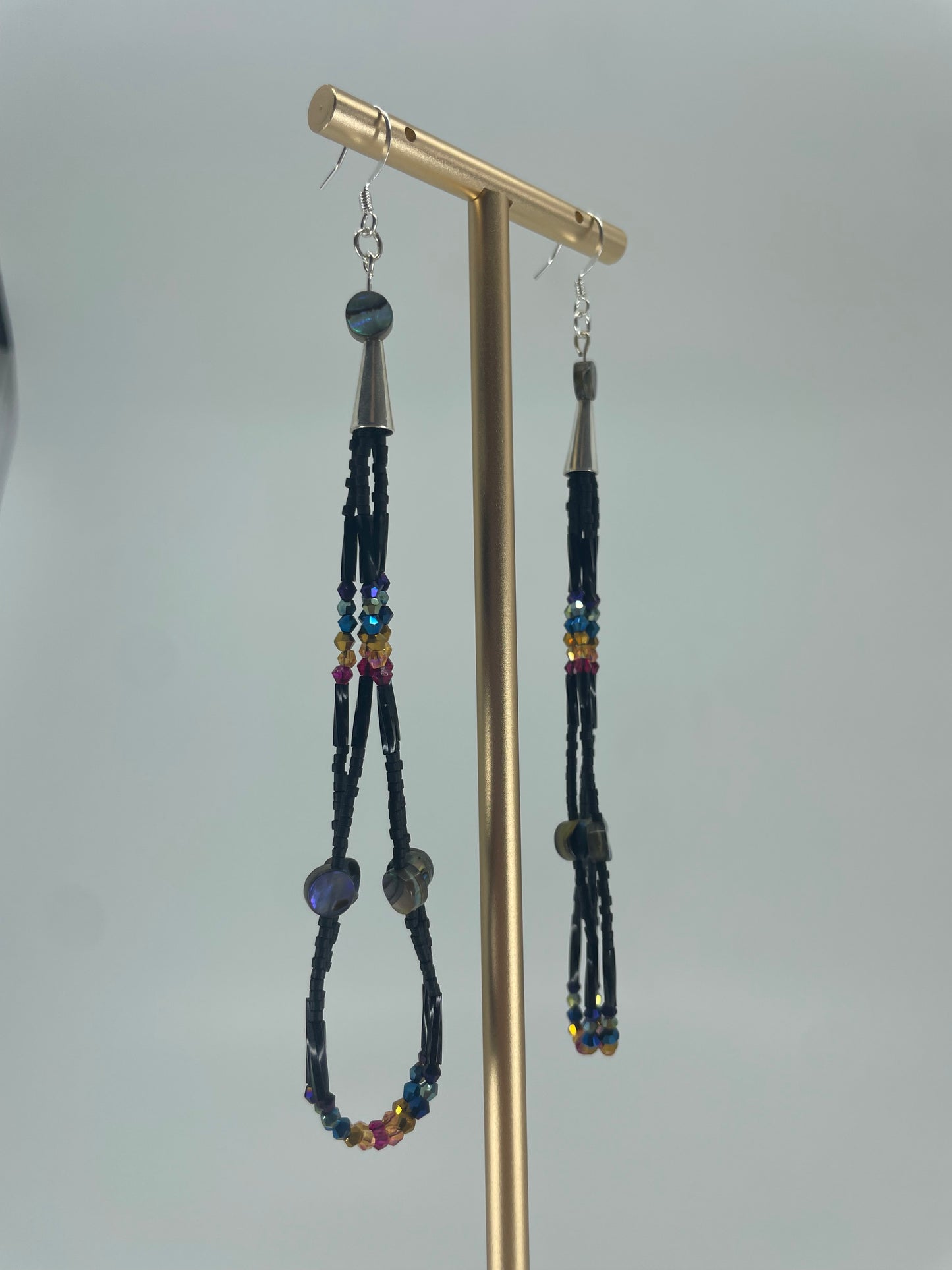 Black Rainbow Fringe Earrings