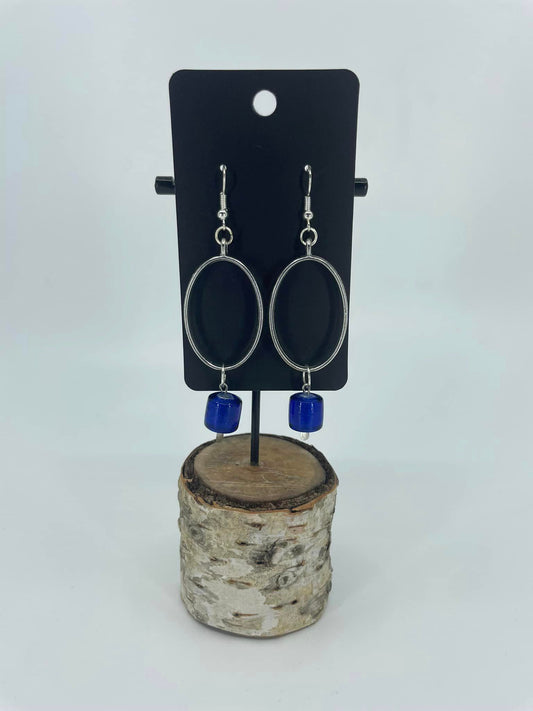 Oval Hoop Trade Bead Earrings
