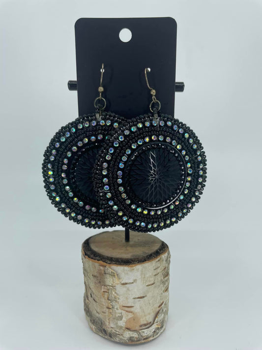 Black Beaded Earrings
