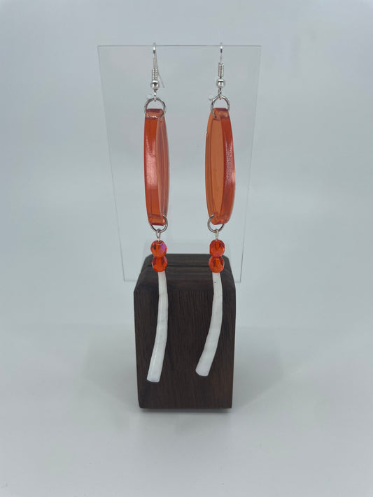Orange Resin Dentalium Earrings
