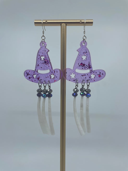 Purple Witch Hat and Dentalium Earrings