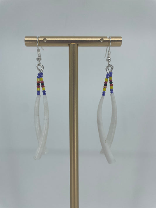 Dentalium Double Dangle Earrings