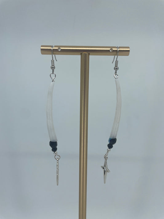 Dentalium and Star Dangle Earrings