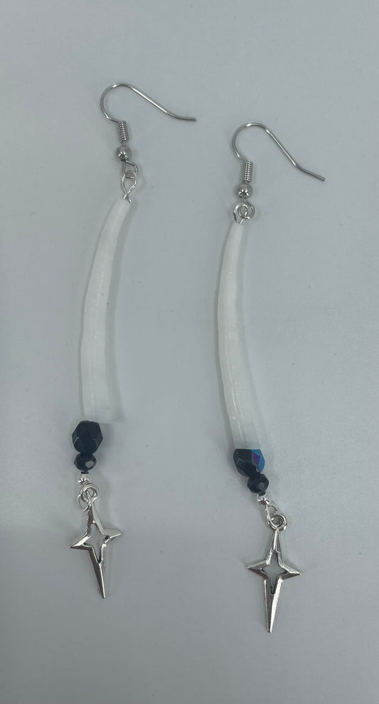 Dentalium and Star Dangle Earrings
