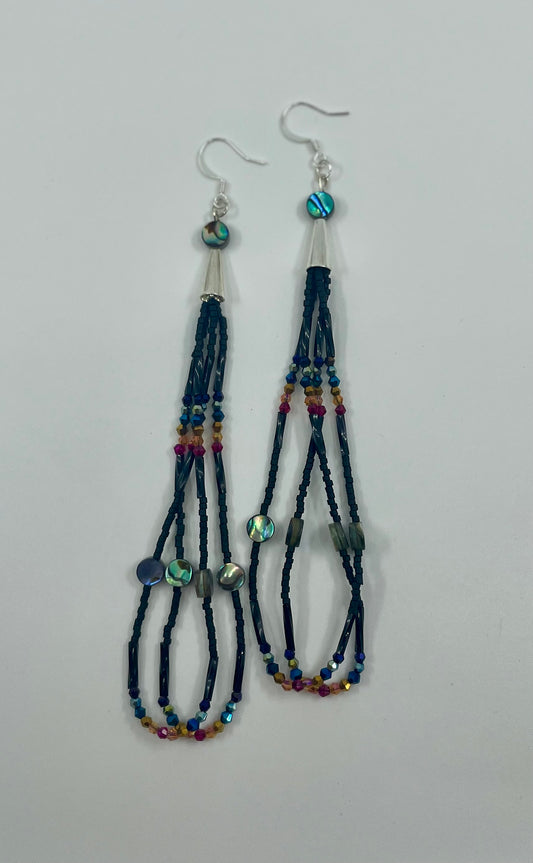 Black Rainbow Fringe Earrings