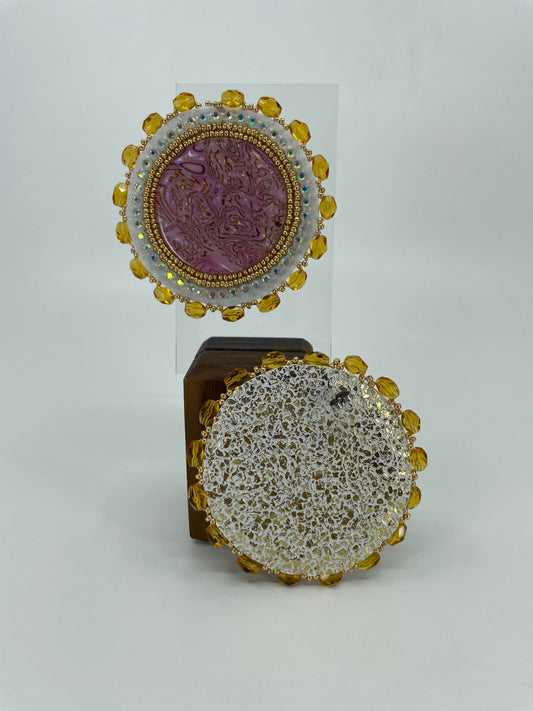 Pink Geode Beaded Earrings
