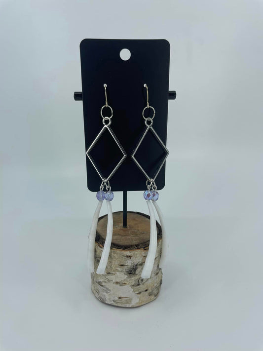 Double Dentalium Diamond Earrings