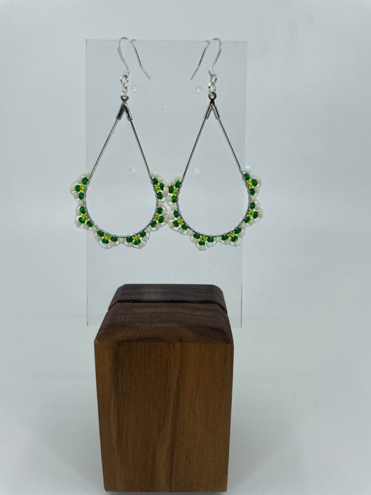 Shades of Green Teardrop Beaded Earrings